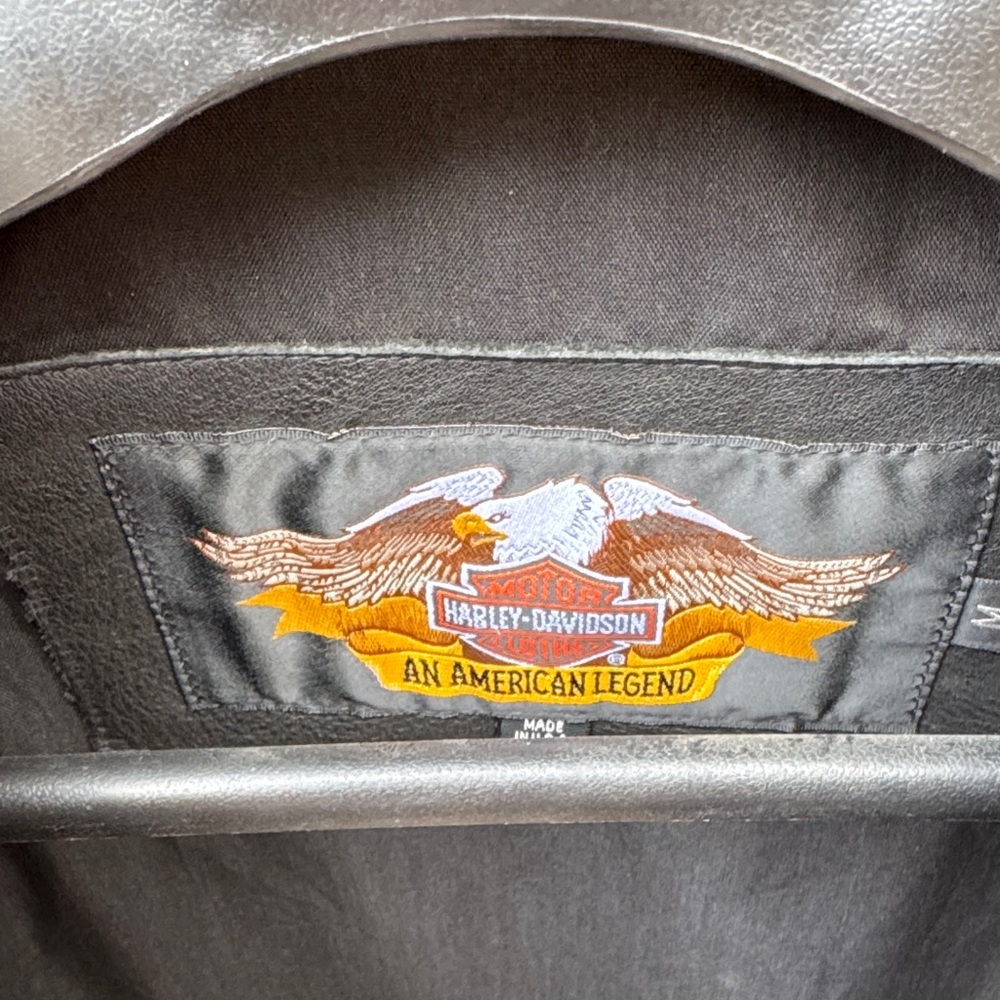 Harley Davidson Classic Black Leather Motorcycle Jacket - Picture 3 of 4